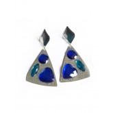 Dark Blue Triangle Earrings